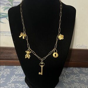 Gold plated stainless steel charm necklace